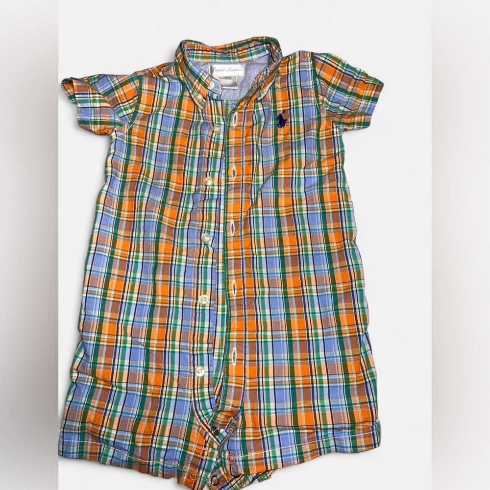 Ralph Lauren Multicolor Plaid Shirt with Blue Logo